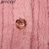 BITCED Women's Fall/Winter Ribbed Fleece Cardigan with Collar, Short-Length Jacket