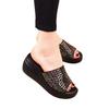 Women Chunky Platform Slippers Summer Thick Bottom Diamond Wedge Heels Sandals Woman Non Slip Outdoor Flip Flops Plus Size 43