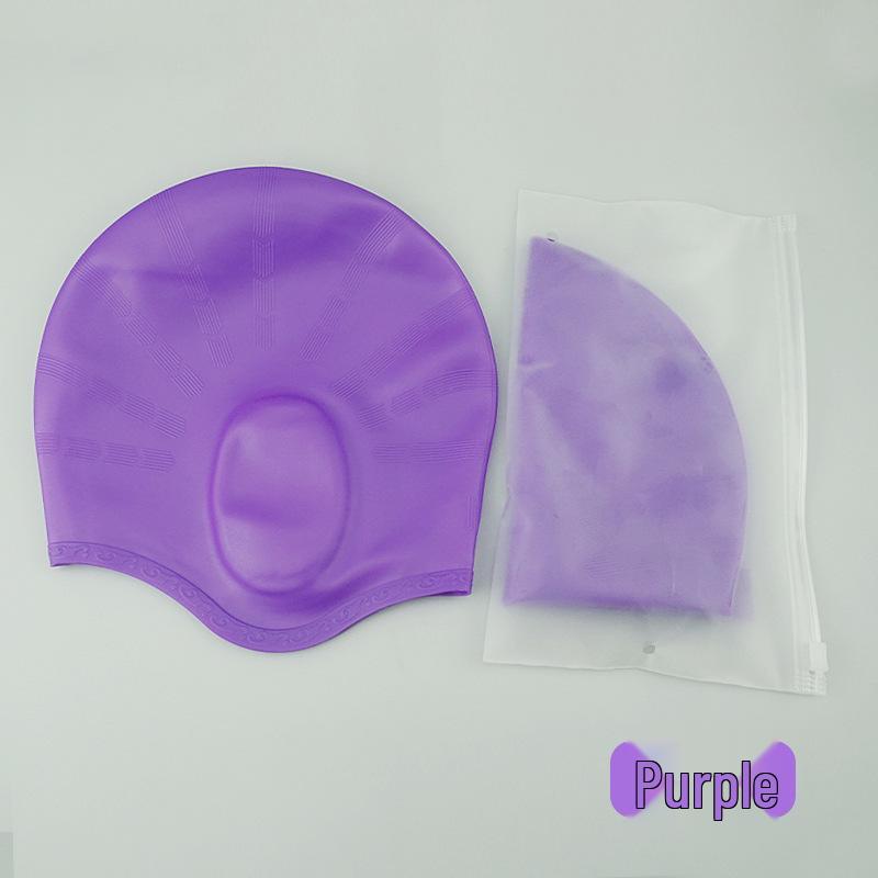 Long Hair Waterproof Silicone Swim Cap with Ear Protection for Men & Women
