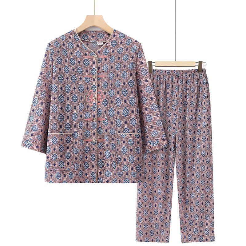 

Retro Summer Cardigan Set for Middle-aged & Elderly Women 2XL (95-110 jin)