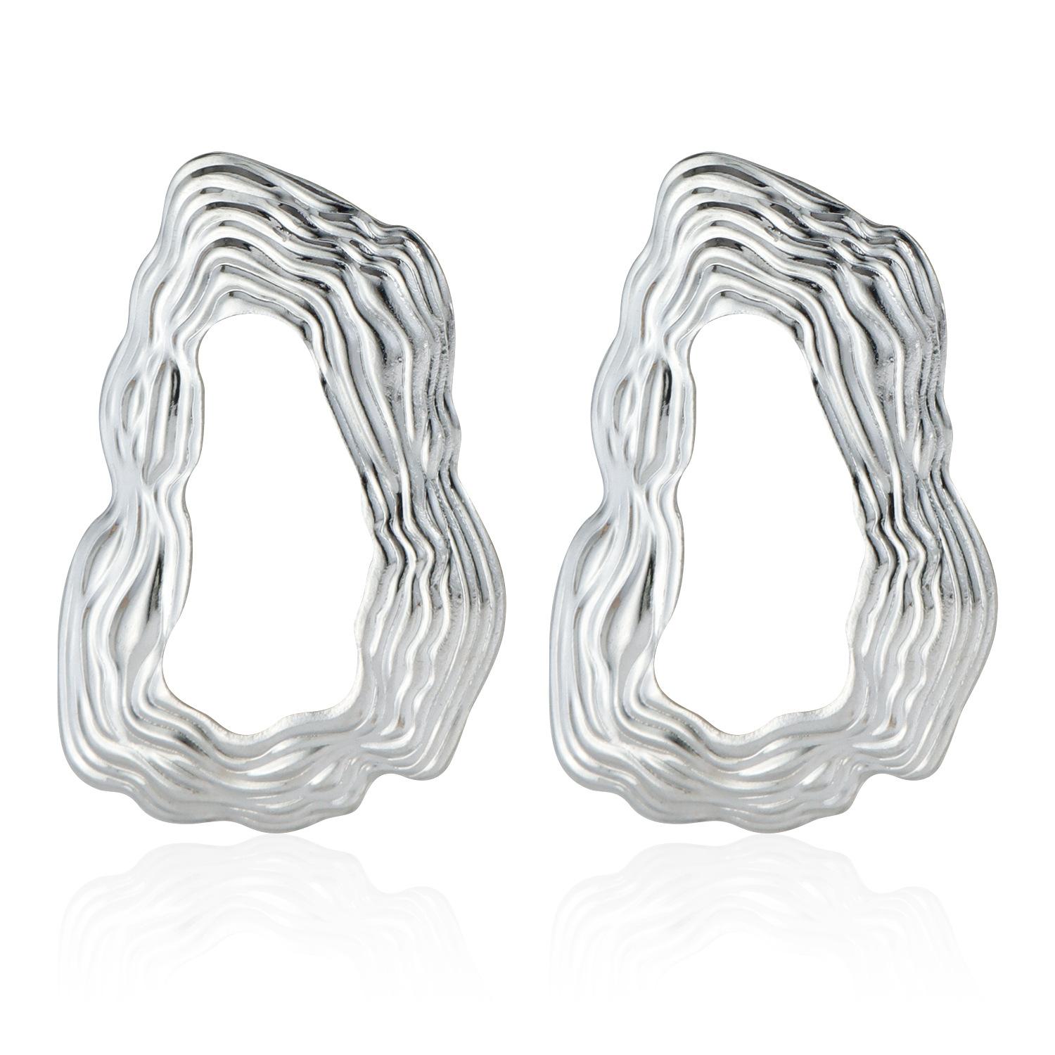 

European and American ins style fashion trend design feeling water ripple earrings girl, simple irregular circle stud earrings