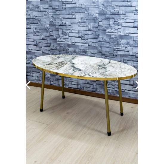 Nesting Table and Center Table Ellipse Gold Metal Leg Gold Efes Set