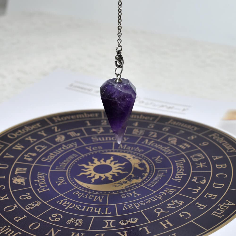 Loveril Pendulum for Feng Shui Fortune Natural Power Healing Chawla Hexagonal with Natural Stone Charm Chain Dowsing, Telling, Stone, Stone, Stone,