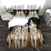Wolf Howling At Moon Comforter Bedding,Kids Teens Green Galaxy Universe Animal Quilt Cover Set Included:Duvet Cover Pillowcase