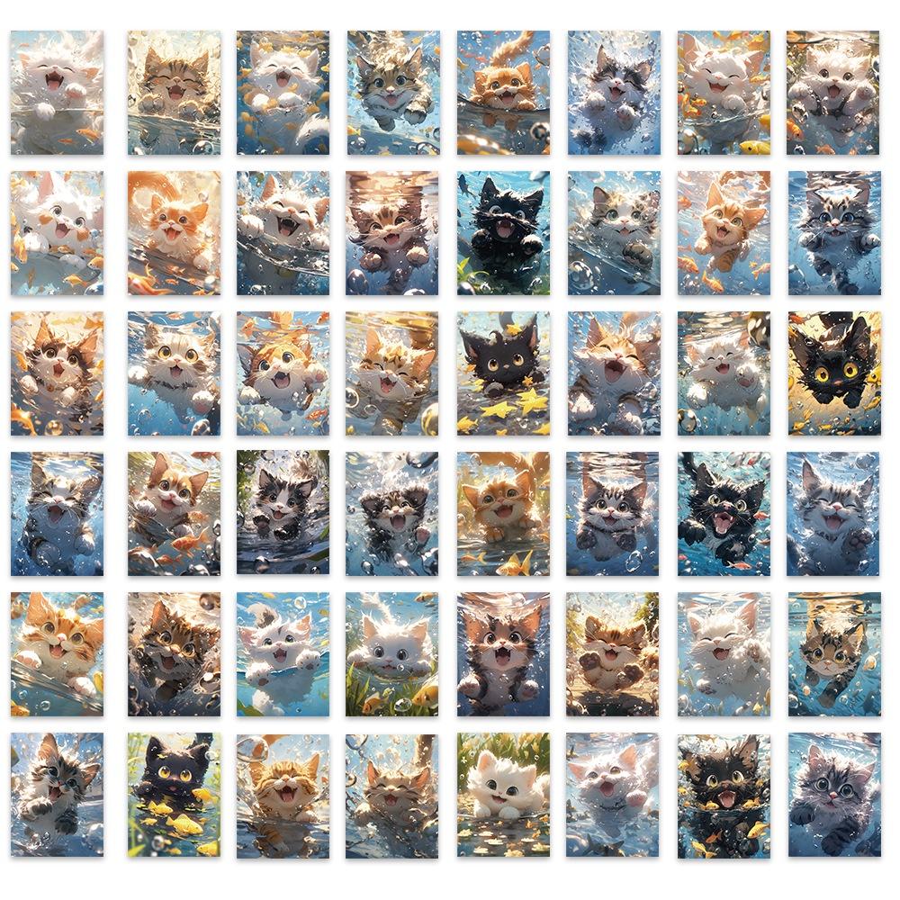 50 Cartoon Cat Stickers For Guitar Notebook And Suitcase Cute Style Waterproof Diy Decoration