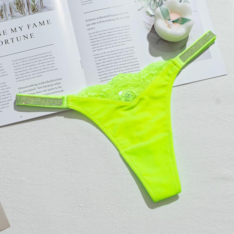 Elegant Rhinestone Lace Velvet Thong - Sexy, Fashionable, and Comfortable Women's Underwear