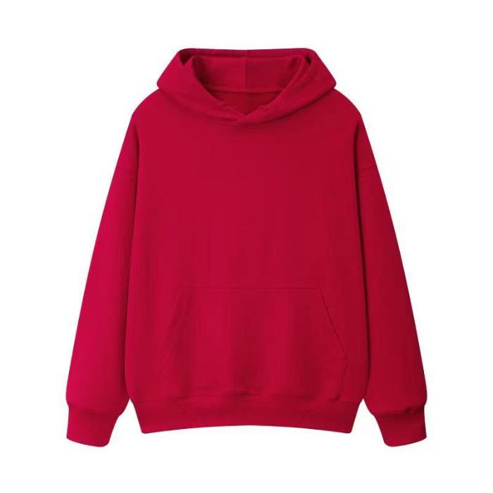Wholesale 190g fleece thickened light version hooded sweater men's and women's Korean version solid color coat