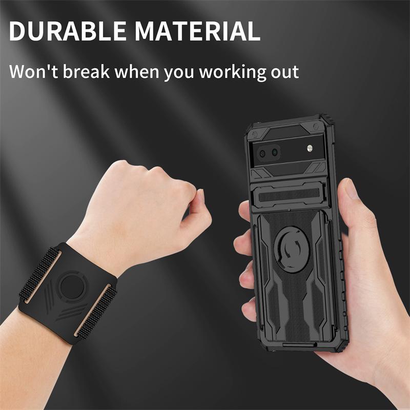 For Google Pixel 8 Pro / Pixel 8 / Pixel 6a 6 Pro Case Armor Kickstand With Wrist Strap Outdoor Sports Phone Case Back Cover