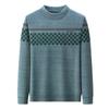 Men's Cozy Fleece-Lined Striped Sweater - Casual Round Neck Knit Pullover for Fall/Winter, Warm & Stylish