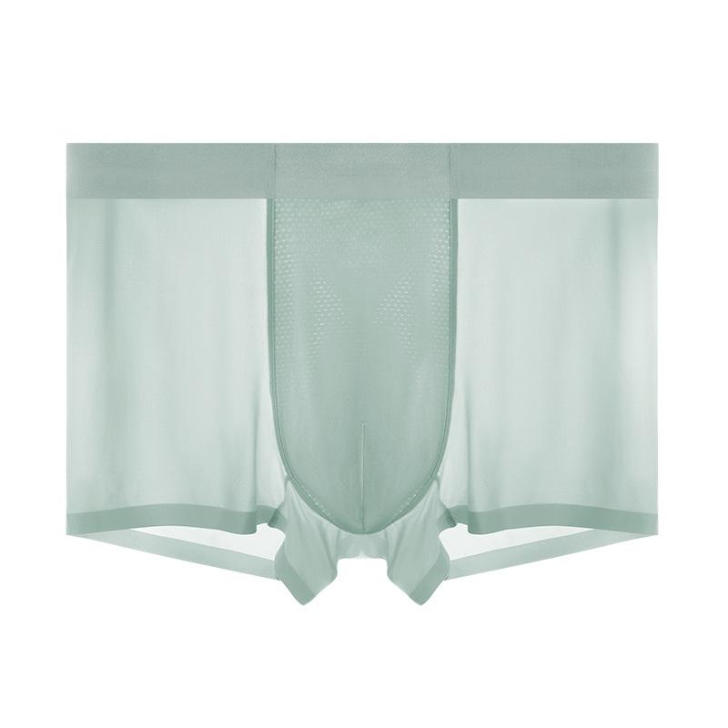 Men's Summer Silk Mesh Antibacterial Breathable Seamless Mid Rise Straight Lined Underwear