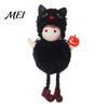 Soft Plush Halloween Doll Hanging Witch with Lanyard, Cute Furry Pom Three-dimensional Ball Ornament for Doors Windows Trees Party Decor