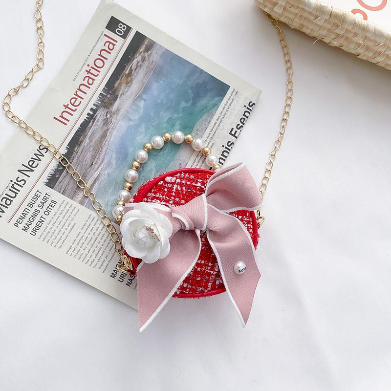 Bow Princess Pearl Flower Design Children Wallet Girl Handheld Bag Crossbody