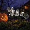 Iron Ghost Lawn Stakes Halloween Garden Stake Rustic Yard Art Decor with Dandelion Accent Outdoor Fall Accents Metal Sculpture for Patio Flower Bed