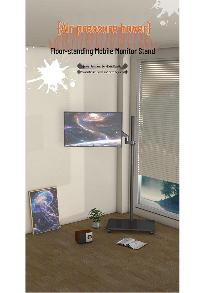Adjustable Mobile Floor Stand for 17-32 Inch Monitors - Compatible with Dell, HKC, Huawei, and AOC