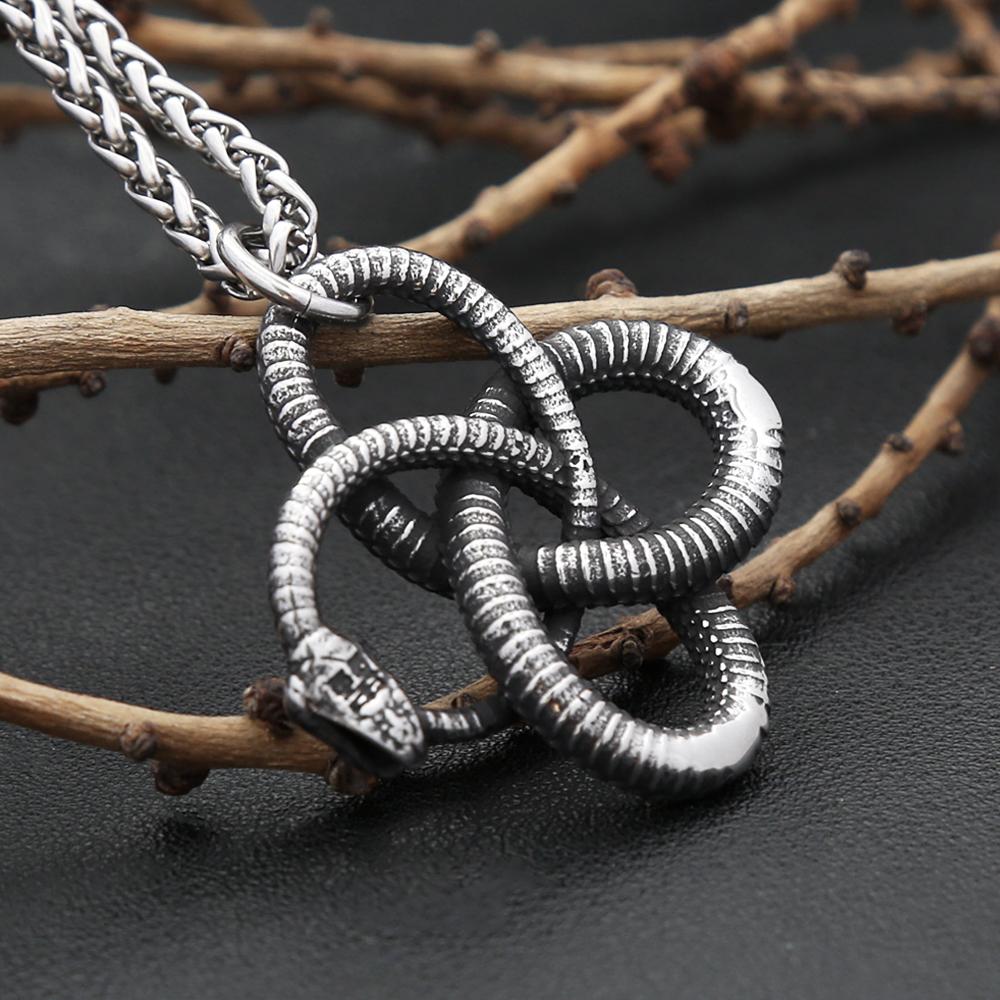 Punk Hip Hop Ouroboros Snake Pendant Men's 316L Stainless Steel Gothic Biker Vikings Animal Necklace Party Jewelry Dropshipping