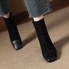 Krazing Pot Microfiber Winter Round Toe Western Boots Thick High Heels Zipper Women Flock Patch Work Ankle Boots