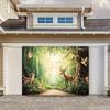2D Sunlit Forest Deer Tapestry Enchanted Green Woodland Wildlife Wall Decor