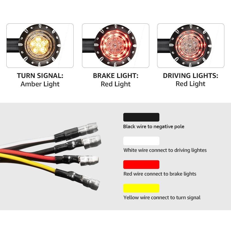 Retro Bullet LED Turn Signal Light Brake Lamp for Motorcycle Black Chrome Running Blink Light for Harley Chopper Cruiser Bobber