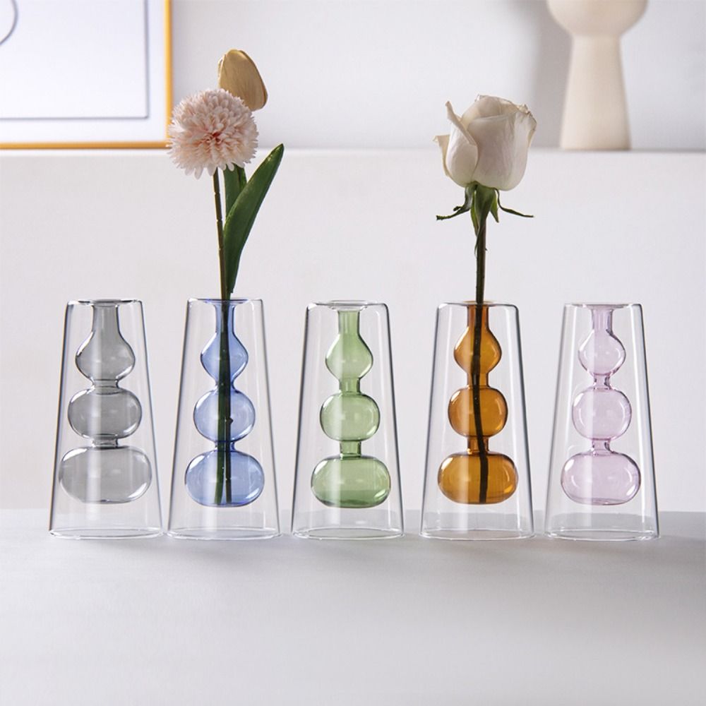 Nordic Style Colored Glass Vase Creative Aromatherapy Diffuser Bottle  Restaurant Centerpiece