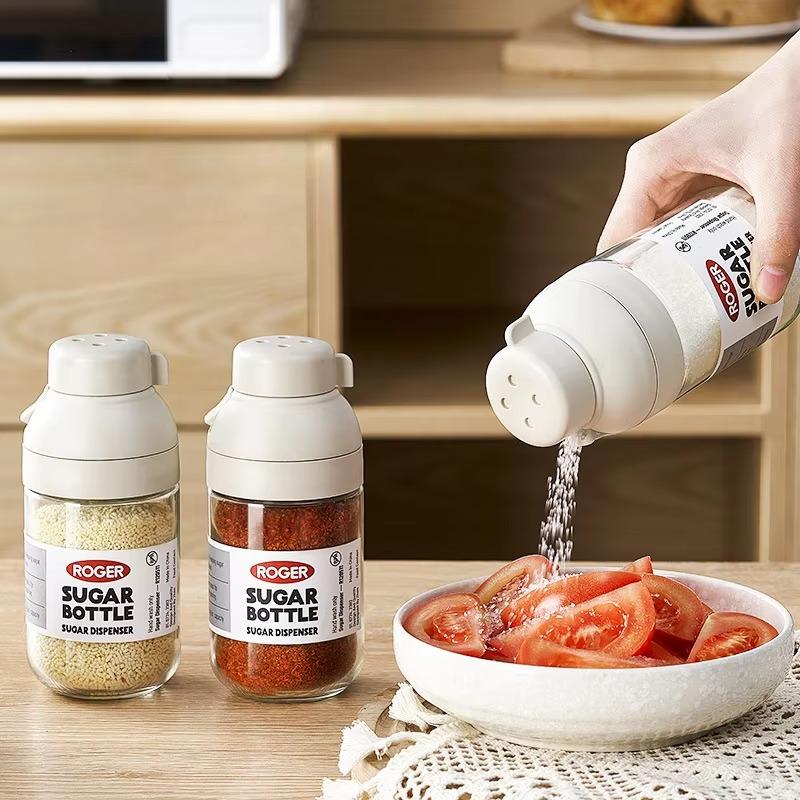 Kitchen Transparent Glass Seasoning Bottle Household Metering Control Salt Jar Sealed Seasoning Seasoning Jar