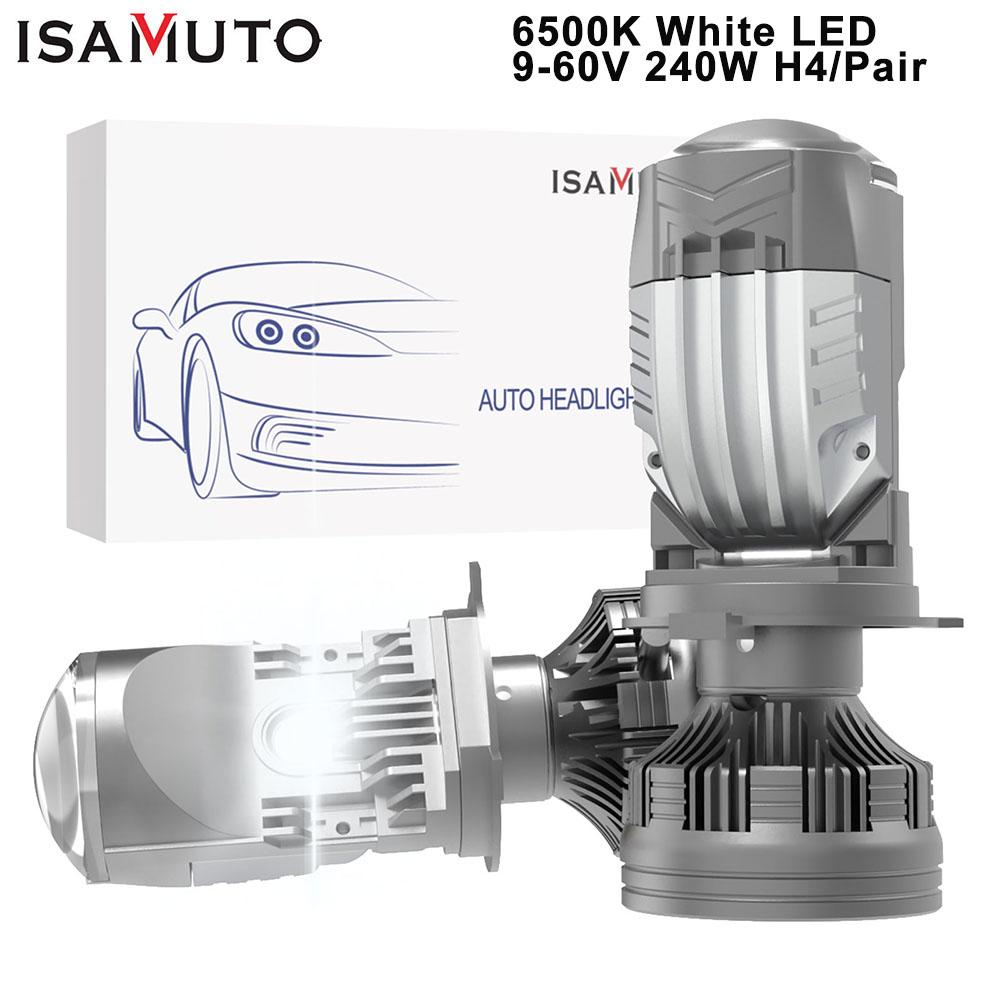 

ISAMUTO FE771L LED H4 H19 Headlight With Lens 9-60V 240W 9003 HB2 7000K 20000LM Car White Hi/lo Bulb +800% Beam With Fan (Pair) 240W H4 2PCS