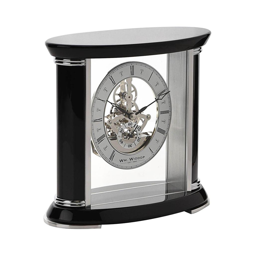 Wm.Widdop Piano Wood Skeleton Movement Mantel Clock 19.5cm