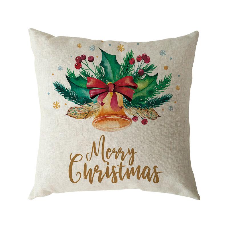 Santa Claus Pillow Case Snowman Color Ball Christmas Wreath Linen Pillow