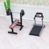 Miniaturowy Sprzęt Fitness Mini Bieżnia Maszyna do Biegania Ławka do Wyciskania Sztanga Zabawka Miniaturowy Model Sprzętu Siłowni Akcesoria do Dekoracji Domku dla Lalek 1/12