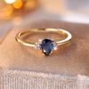 Minimalist Pear Cut Royal Blue Stone Water Drop Zircon Stacking Thin Rings For Women Gold Color Female Wedding Bands Jewelry CZ