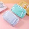 Basic Polyester Three Layer Pencil Case With Clear Window For Students And Office Use