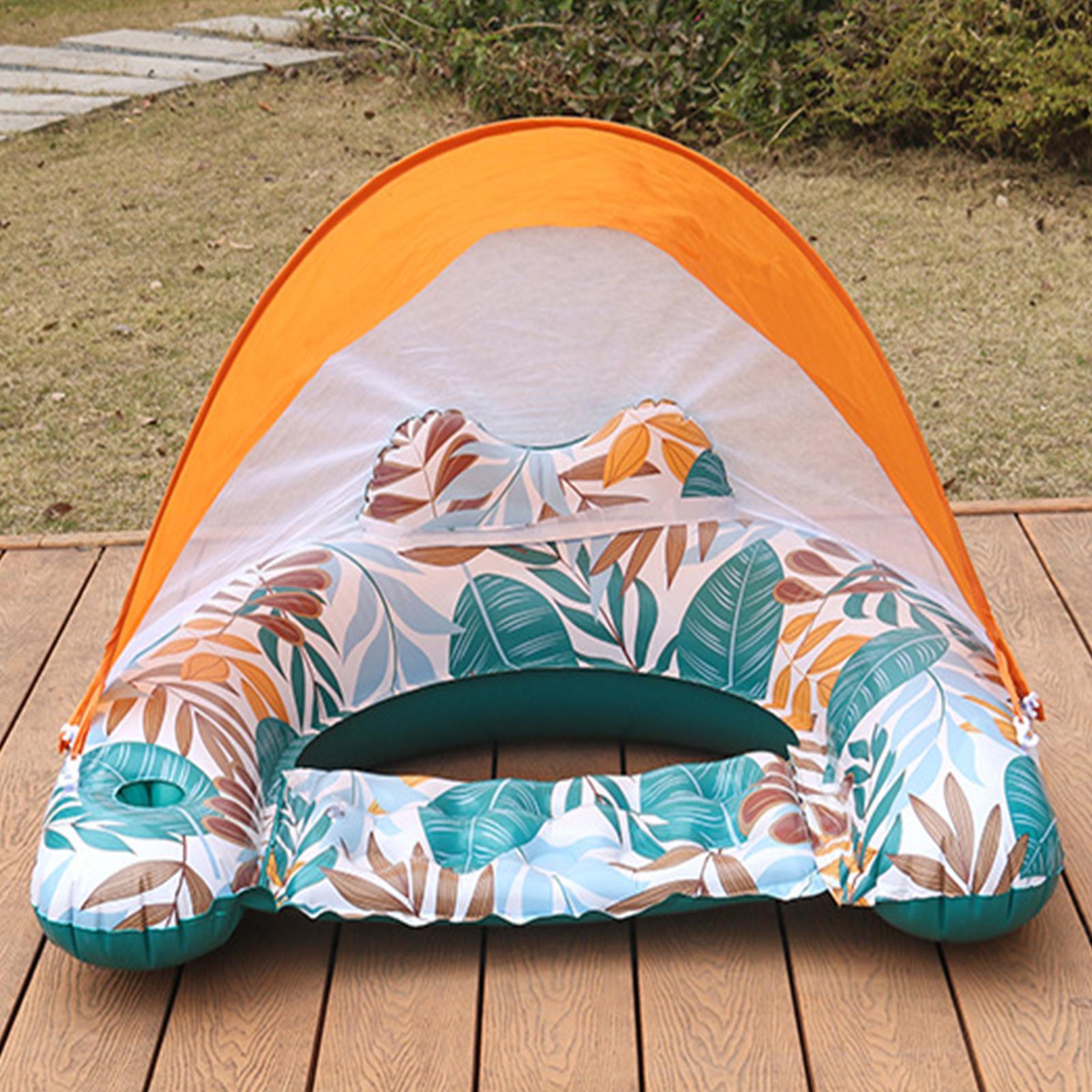 Pool Float with Canopy Inflatable Floating Lounge Chair Swimming Pool Float with Ergonomic Headrest for Summer Beach Vacation China Mainland