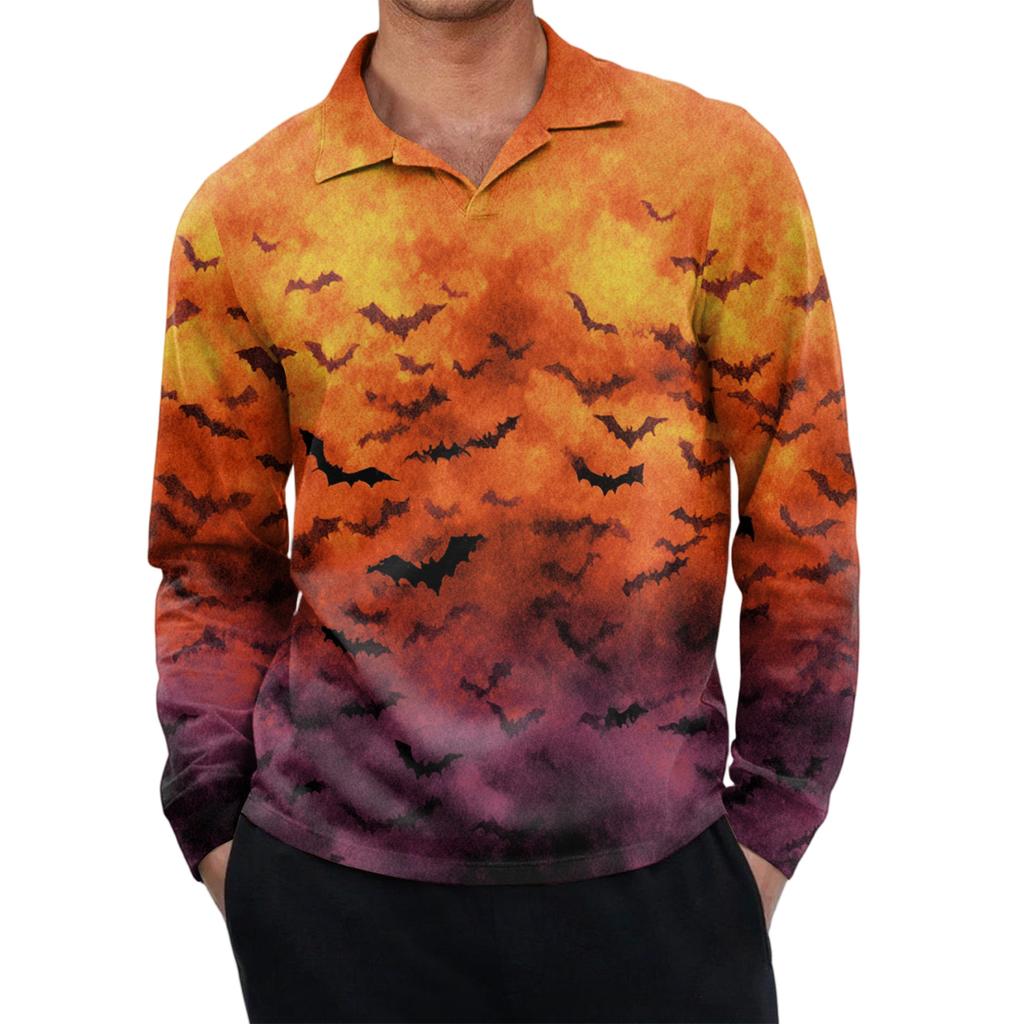 Men's Casual Retro Small V-neck Long-sleeved Top