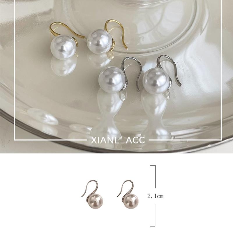 French 12Mm Big Champagne Imitation Pearl Ear Hook Earrings For Women Personalized Wedding Jewelry