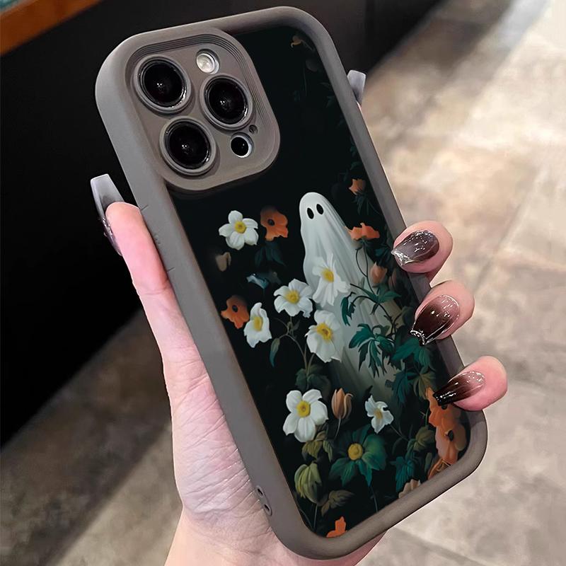 

Halloween White Ghost Among Flowers Pattern Phone Case For Xiaomi Poco X7 X6 X5 X3 M6 Pro F5 F6 F7 Shockproof Candy Bumper Cover Poco X3 Pro