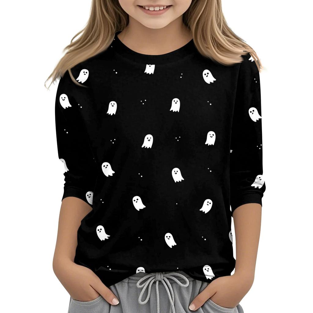 Children's 3/4 Sleeves Printed O-neck Top Everyday Casual T-shirt