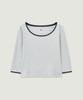 LMOOD WOMEN Dolly Three Quarter Ringer T-Shirt Light Gray