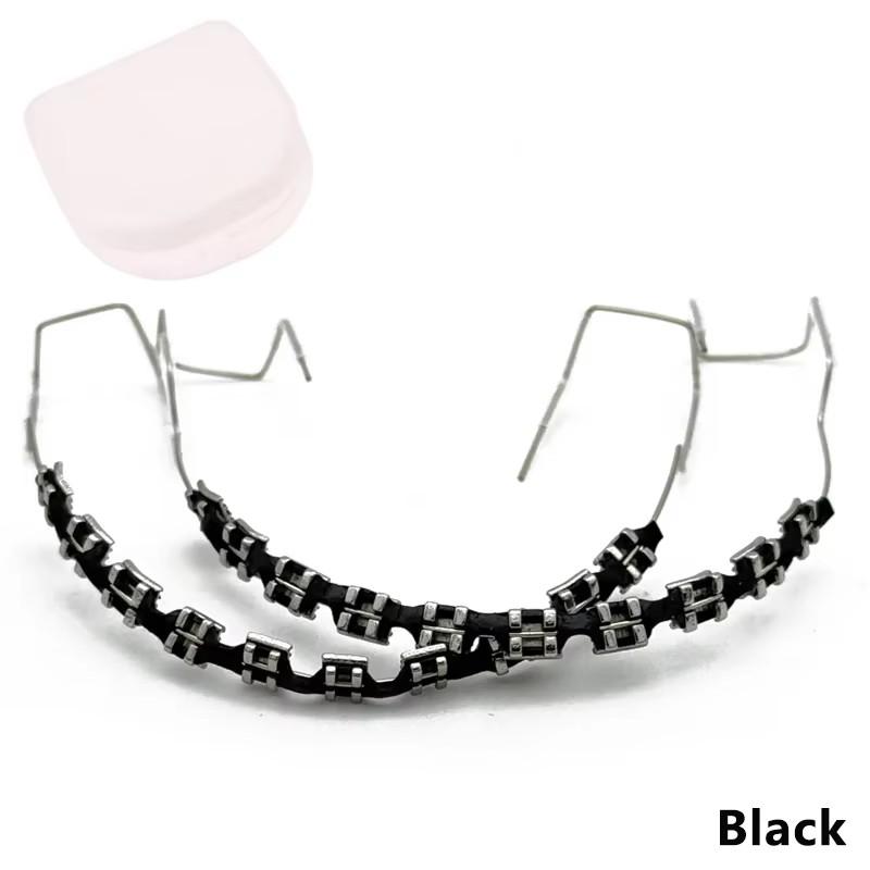 1Pair Fake Braces Colorful Brackets For Teeth Temporary Metal Wires Metal Bracket Orthodontic Ligature Ties Dental