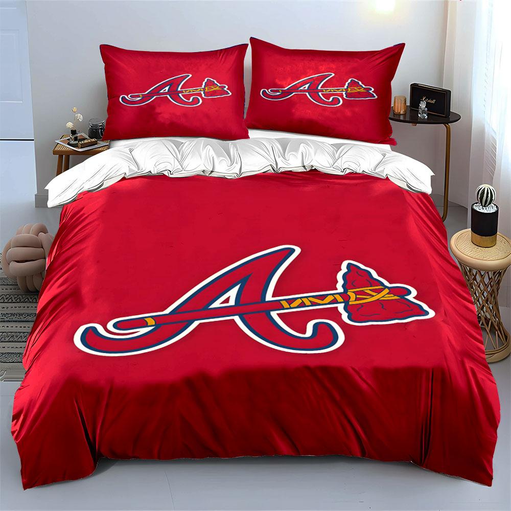 Red Letter "A" with Tomahawk Design Print Bedding Set Duvet Cover Pillowcases (1* Duvet Cover 2* Pillowcases Do Not Include Comforter)