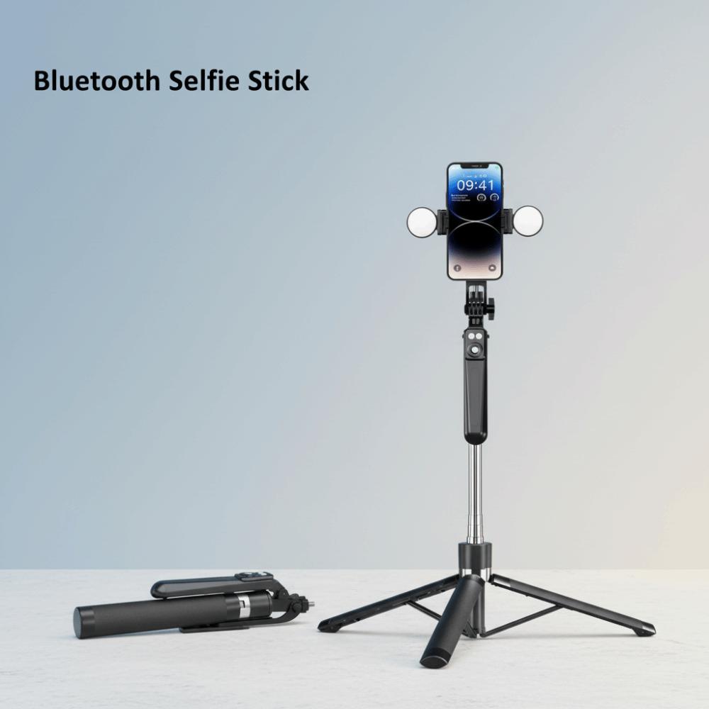 Statief Bluetooth Selfiestick Met LED-lamp Selfiestick Standaard Live Uitzending