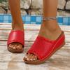Summer new women's sandals foreign trade one-word drag women's flat-bottomed hollow sandals women's slope heel cool slippers