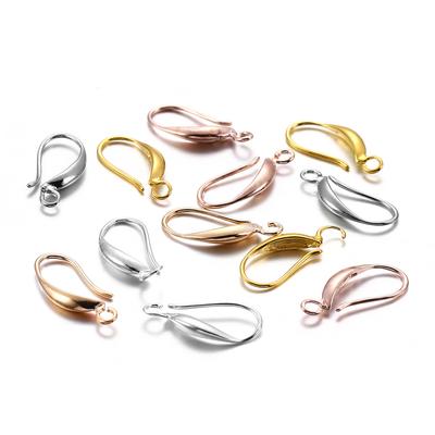 12pçs 17x8mm cobre rosa ouro francês ganchos de brinco configurações de fechos de orelha fios de orelha para fazer joias diy acessórios de descobertas