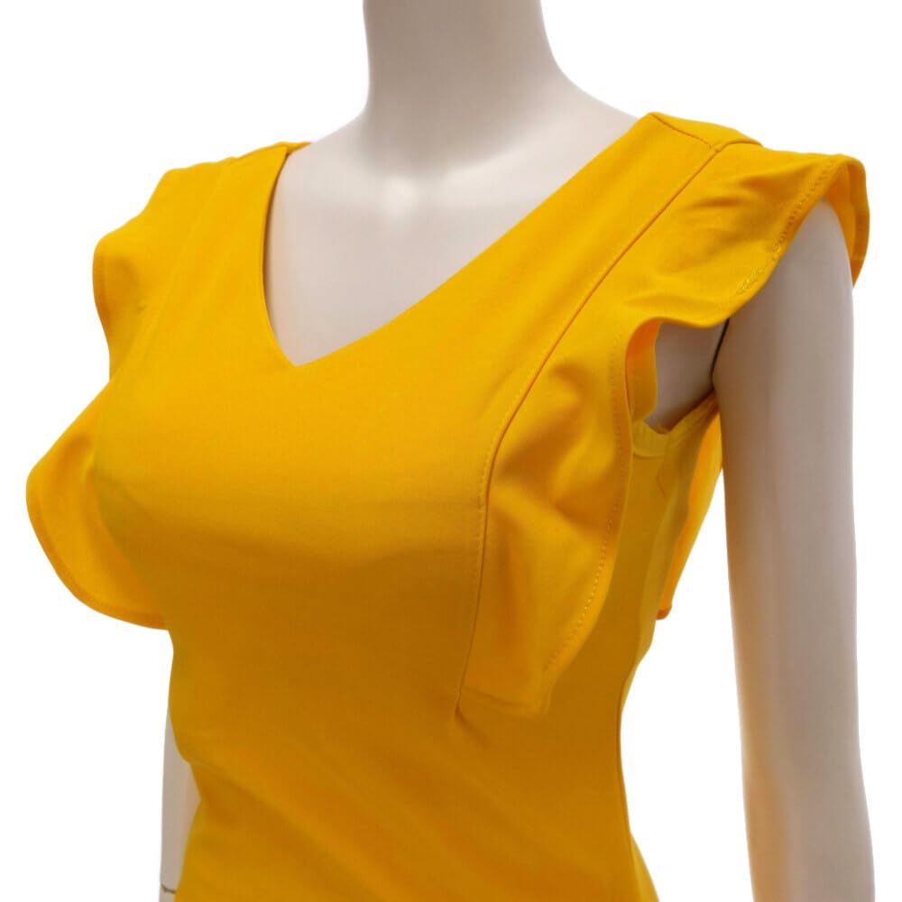 GRAXIA Cabaret Mini Raffung Entzückend Größe L Kleid, Kleid, Tüll, Rüschen, Figurbetonend, Lebhaft, Spitze, Damen, Gelb,