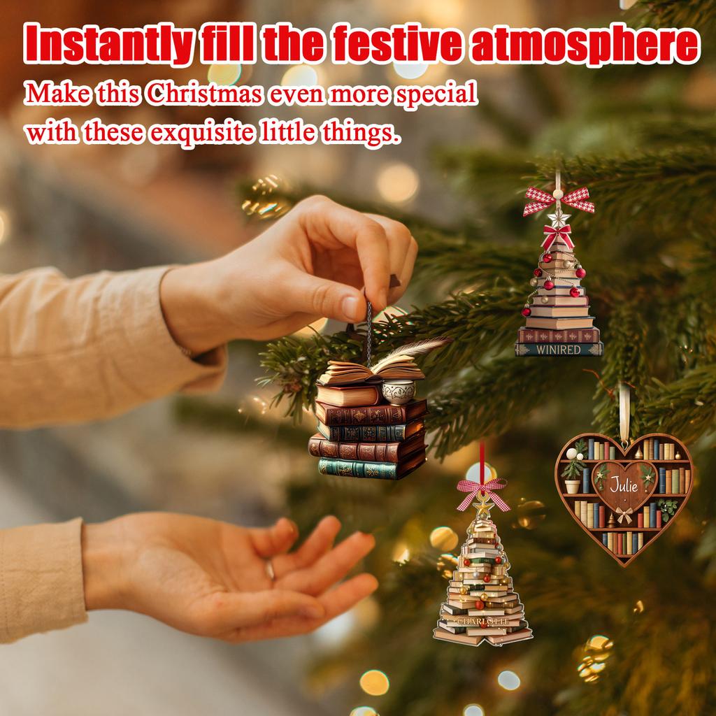 Christmas Book Tree Ornament ACRYLIC, Book Gift, Book Lover Gift, Book Ornament, Book Gift, Book Lover Gift, Librarian Gift