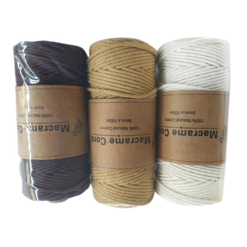 3 Rollen Baumwollschnur für Pflanzenhänger Kunst Handwerk Heimdekoration 3mm 109 Yards Baumwollschnur Baumwollseil Häkelgarn