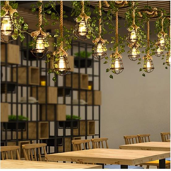 Retro Lamp Hemp Rope Pendant Light Vintage Loft Creative Lighting American Style E27 Lamps Bedroom Dining Living Room Home