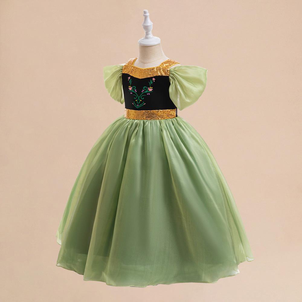 Halloween Frozen Princess Anna Sequin Mesh Dress for Girls - Stage Performance Costume 130cm / 6Y
