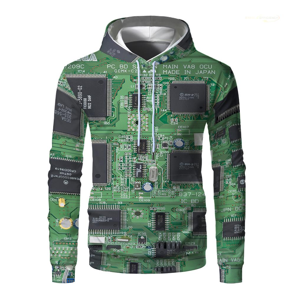 2023 Electronic Chip Pattern Fashion Devil 3D Printing Hoodie Men's Casual Funny Pullover Hip Hop