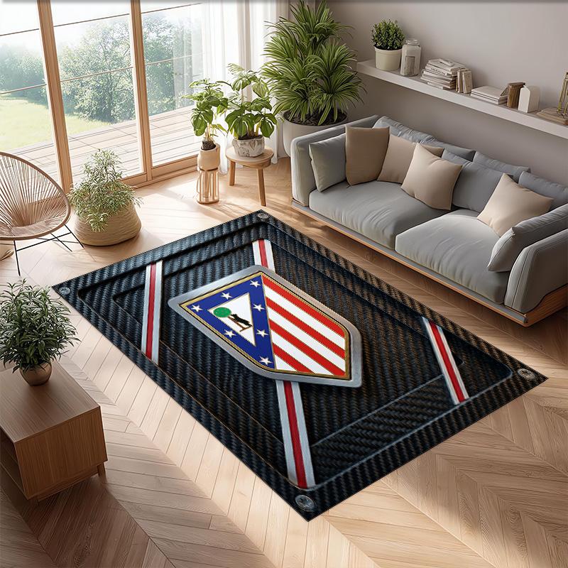 Atletico Madrid Printed Flannel Area Rug Non Slip Soft Polyester Floor Carpet Indoor Decor Mat for Bedroom Living Room Sofa Game Room Home Decoration