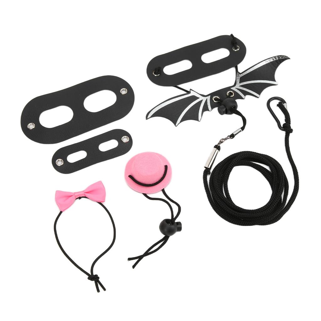 Reptilien Geschirr und Leine Verstellbares Eidechsen Zugseil Hut Fliege Set für kleine Haustiere(Rosa Hut Set Leine S)