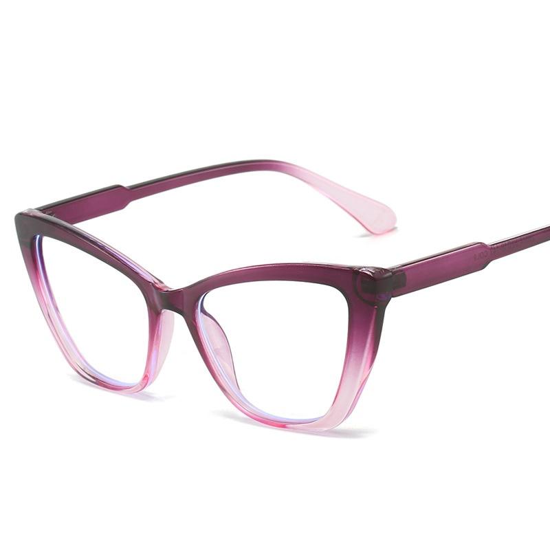 Women Flat Lens Cat Eye Contrasting Retro Flat Lens with Anti Blue Light Design Glasses That Can Be Matched with Prescription